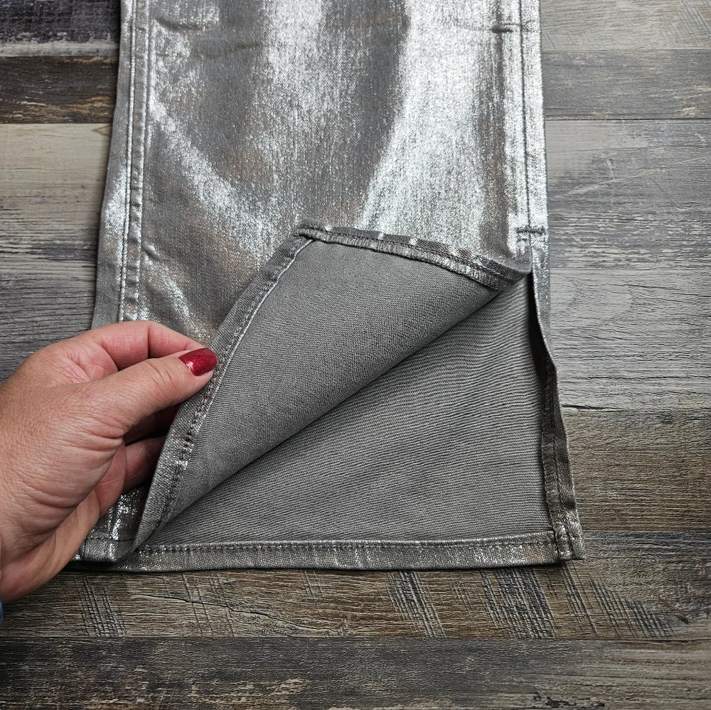 Gap NEW Mid Rise 90s Loose Silver Metallic Straight Leg Pants 30 Tall - Picture 8 of 12